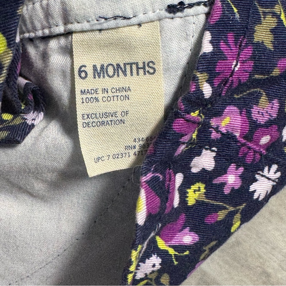 Oshkosh denim Overall Dress Jumper floral purple 6 months - Picture 4 of 4